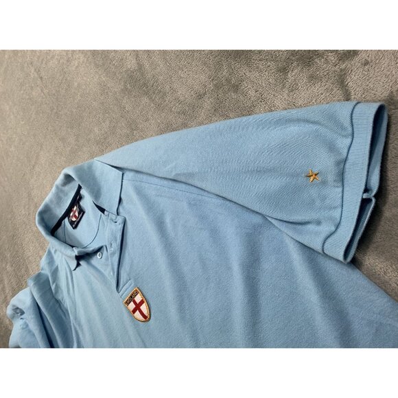 England 09 Mens XL Light Blue Polo Shirt With Embroidered Cross Patch Centered H - Picture 9 of 10